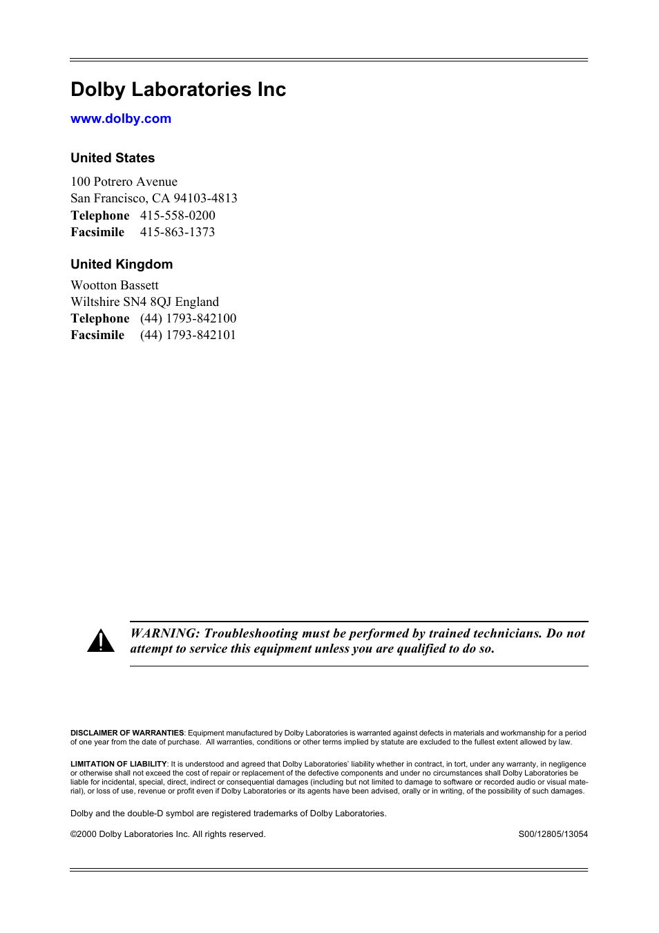 Dolby laboratories inc | Dolby Laboratories DP572 User Manual | Page 2 / 62