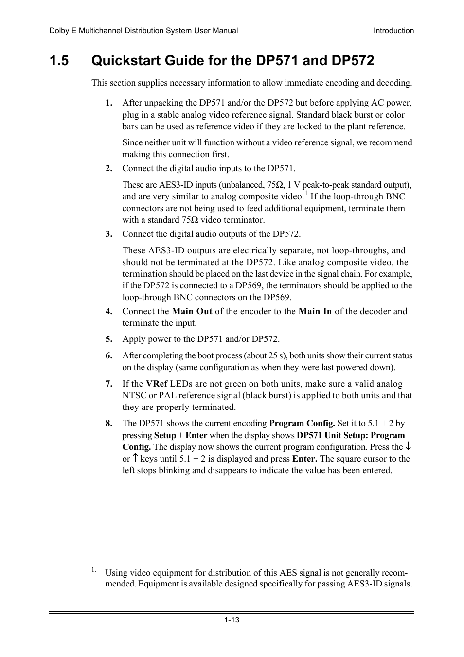 5 quickstart guide for the dp571 and dp572, 5 quickstart guide for the dp571 and dp572 -13 | Dolby Laboratories DP572 User Manual | Page 25 / 62