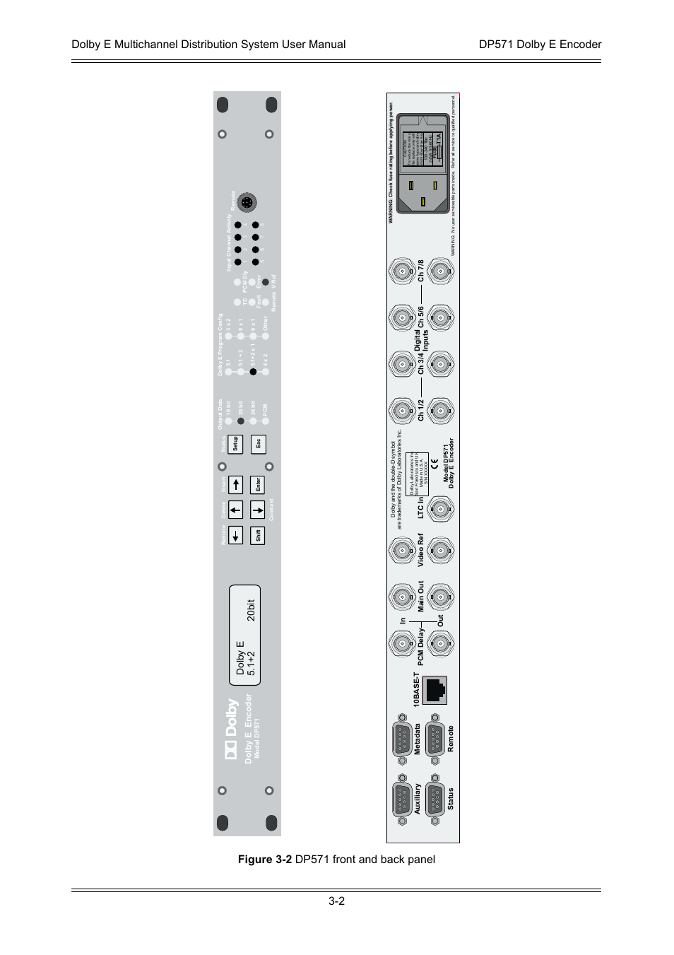 1+2 20bit dolby e, Dolby e encoder | Dolby Laboratories DP572 User Manual | Page 34 / 62