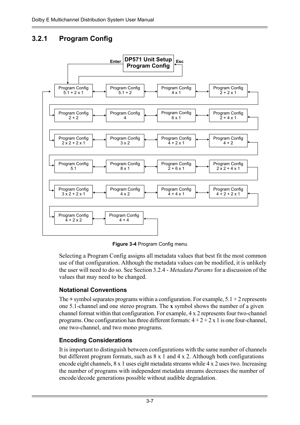 1 program config, Dp571 unit setup program config | Dolby Laboratories DP572 User Manual | Page 39 / 62