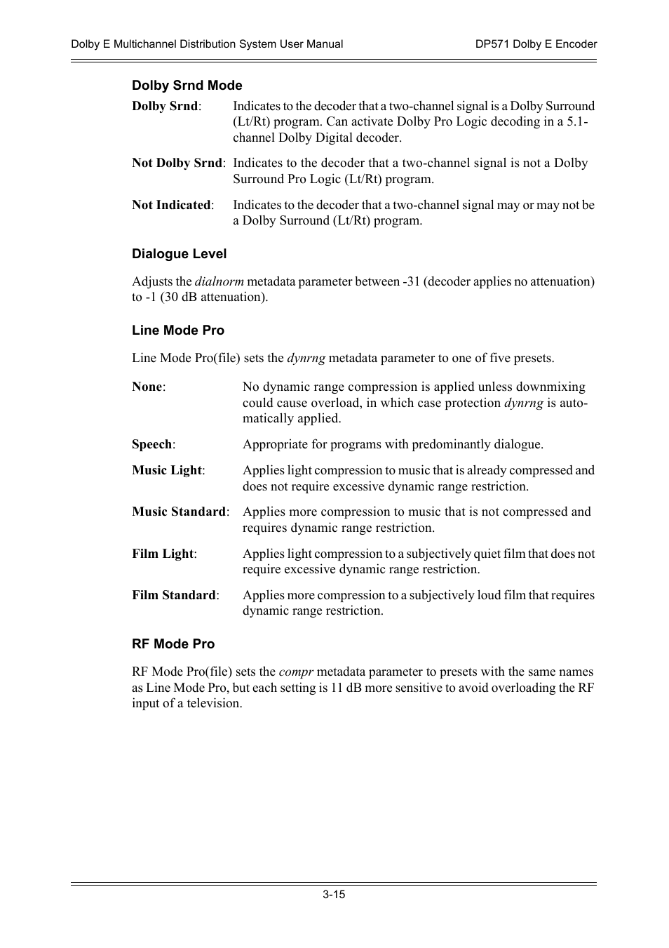 Dolby Laboratories DP572 User Manual | Page 47 / 62