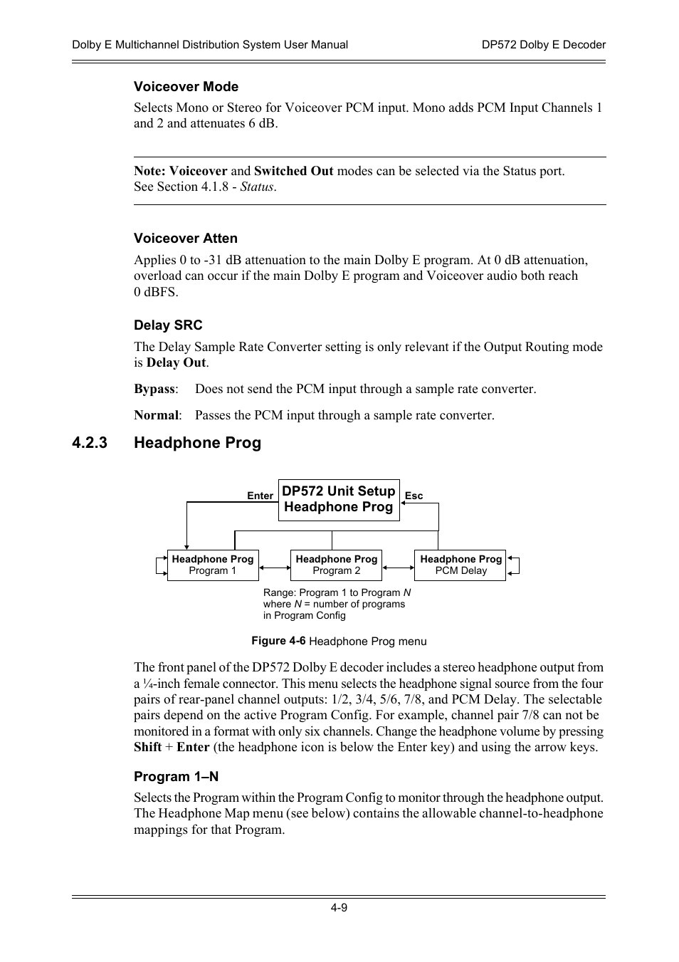 3 headphone prog | Dolby Laboratories DP572 User Manual | Page 57 / 62