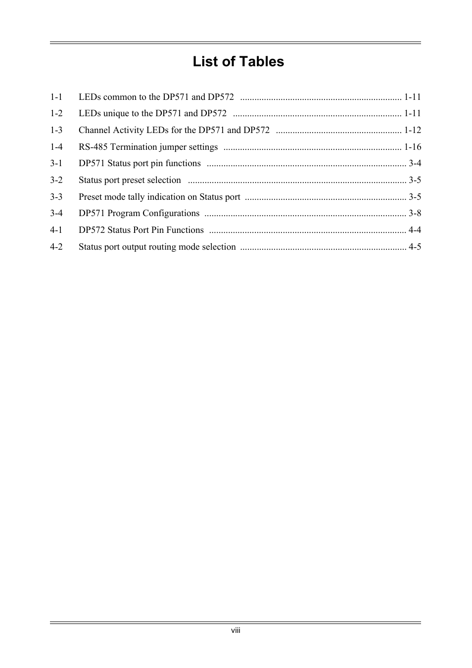 List of tables | Dolby Laboratories DP572 User Manual | Page 8 / 62