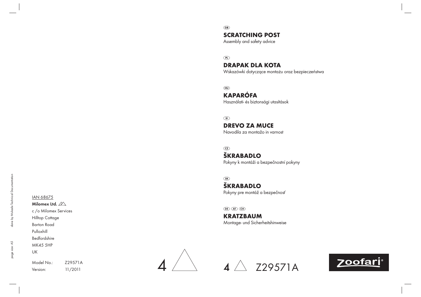 Zoofari Cat See-Saw Z29571A User Manual | 8 pages
