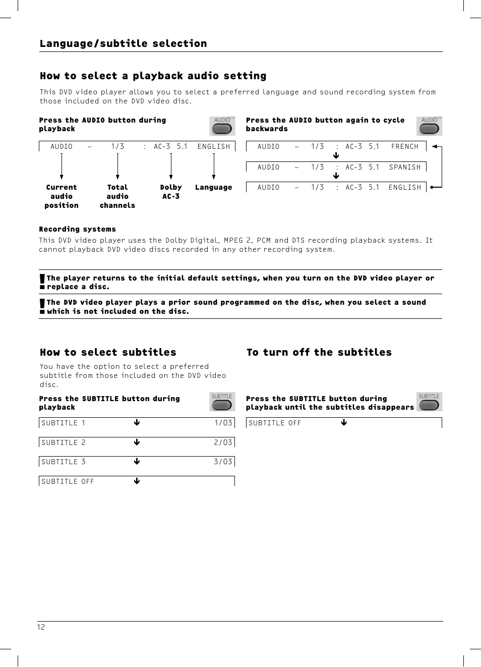 How to select subtitles | Dolby Laboratories DX4 User Manual | Page 12 / 15