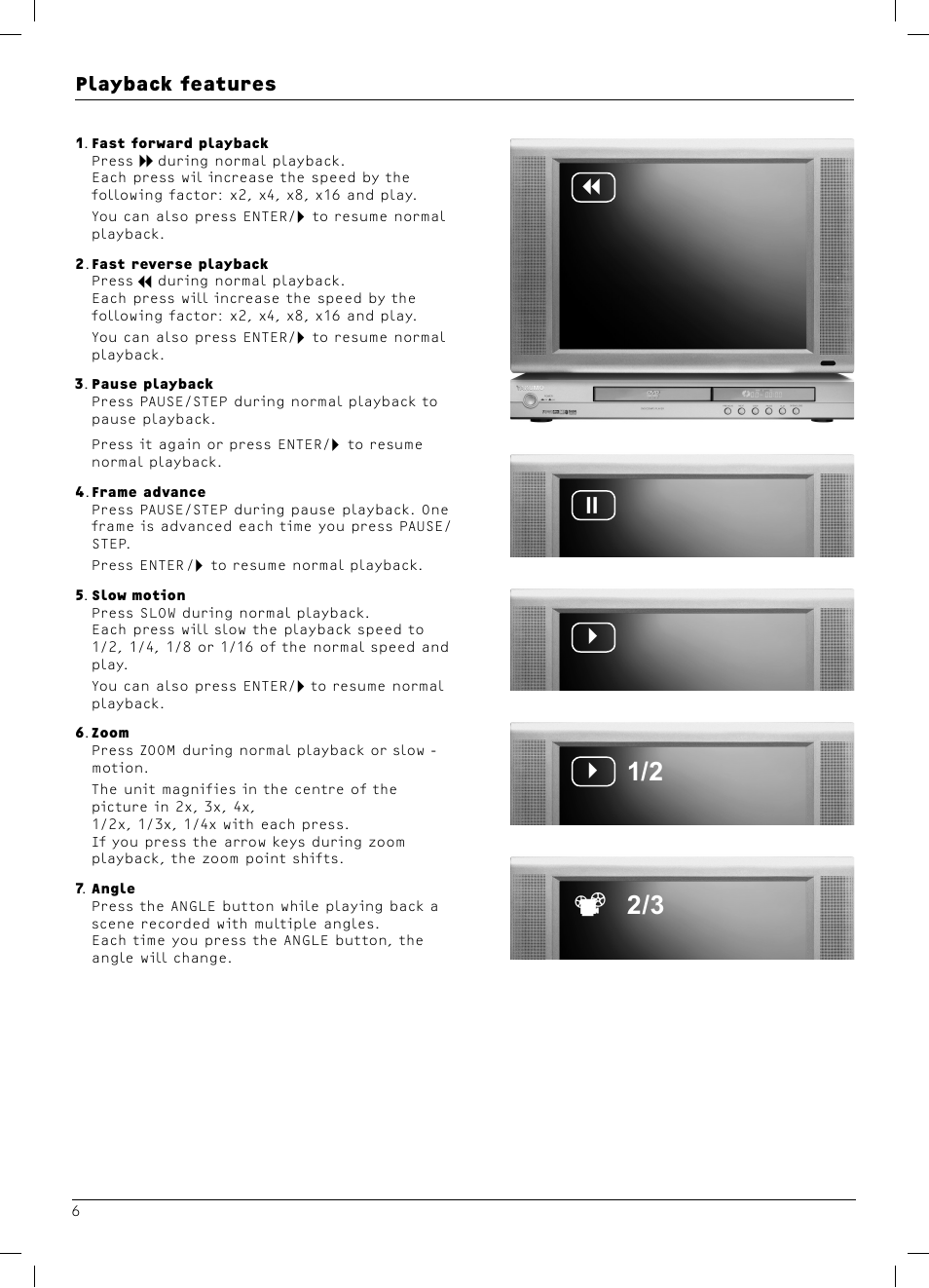 Playback features | Dolby Laboratories DX4 User Manual | Page 6 / 15