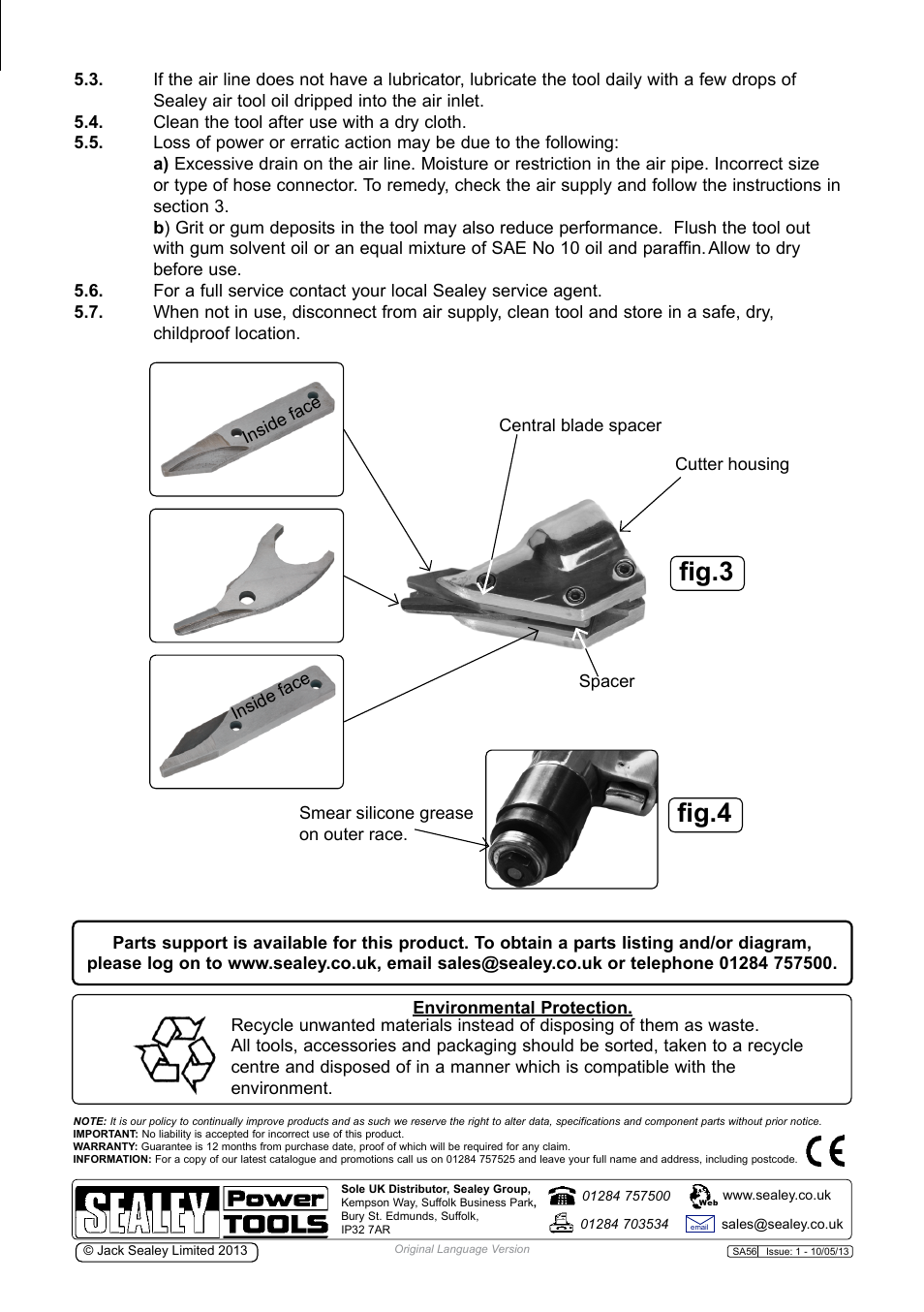 Fig.3, Fig.4 | Sealey SA56 User Manual | Page 3 / 4