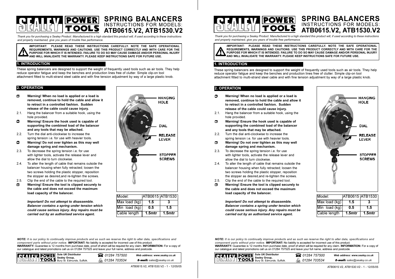 Sealey ATB0615 User Manual | 1 page