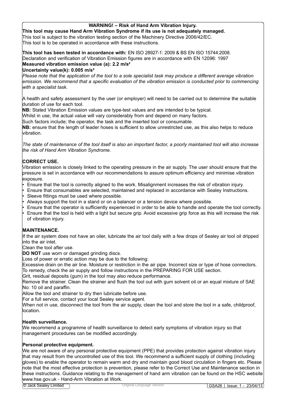 Sealey GSA26 User Manual | Page 4 / 4