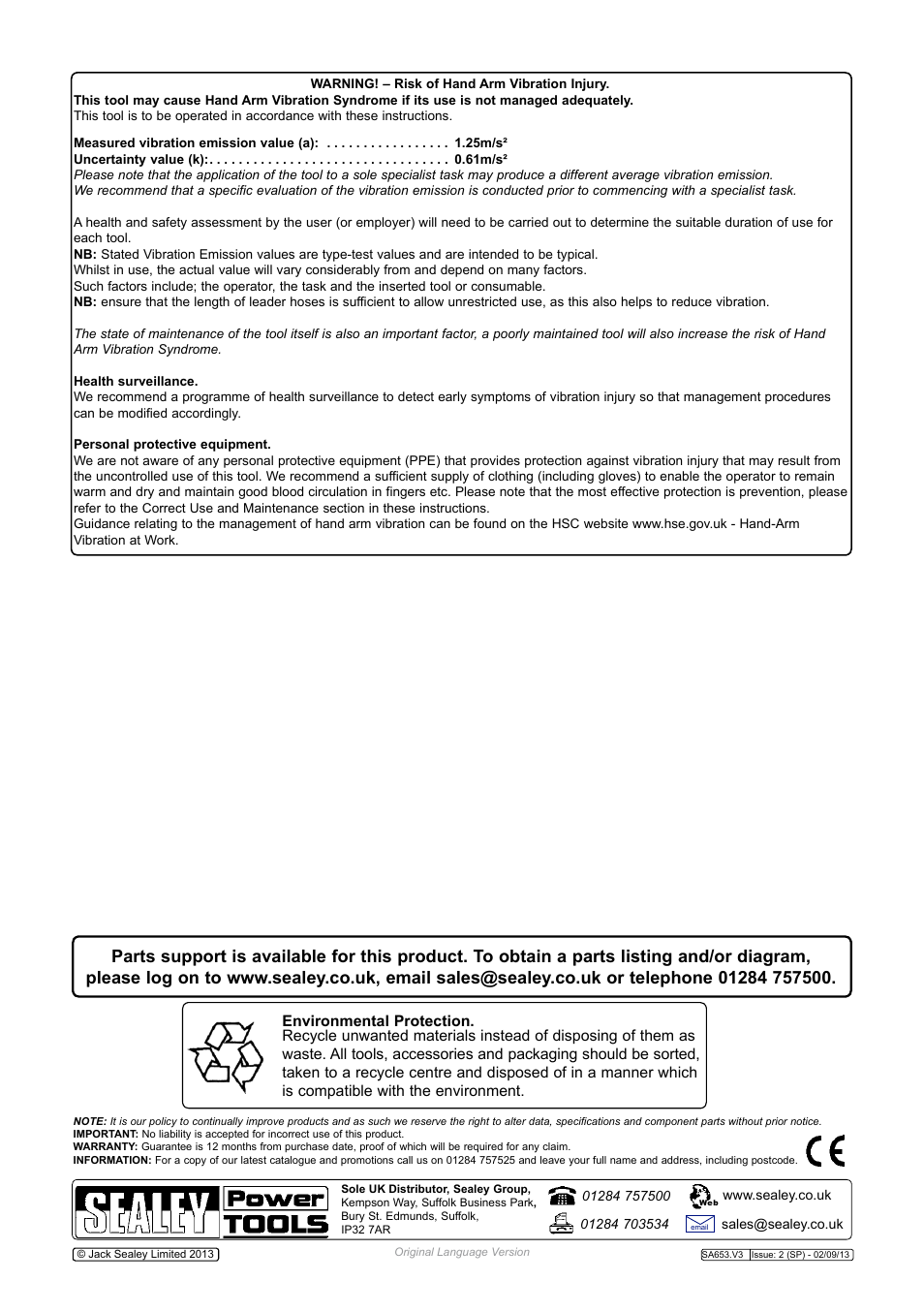 Sealey SA653 User Manual | Page 4 / 4