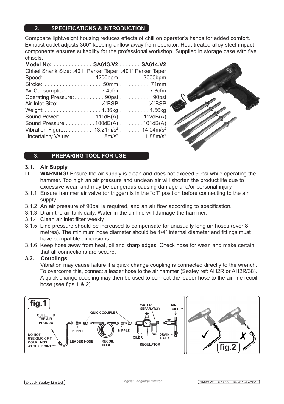 Fig.2 fig.1 | Sealey SA614 User Manual | Page 2 / 4