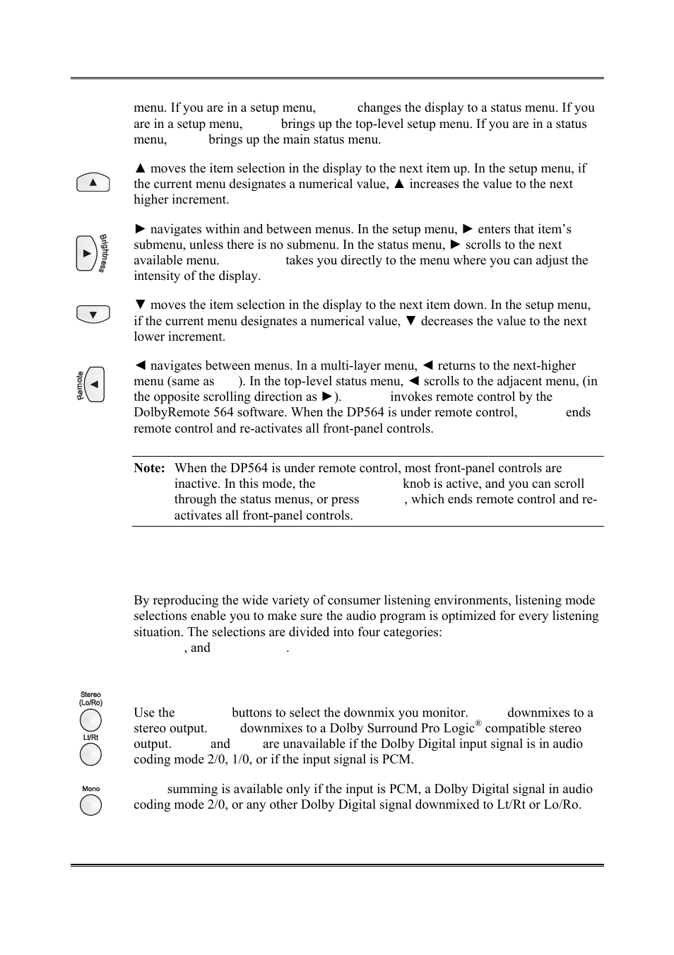 Listening modes, 2 listening modes | Dolby Laboratories DP564 User Manual | Page 21 / 101