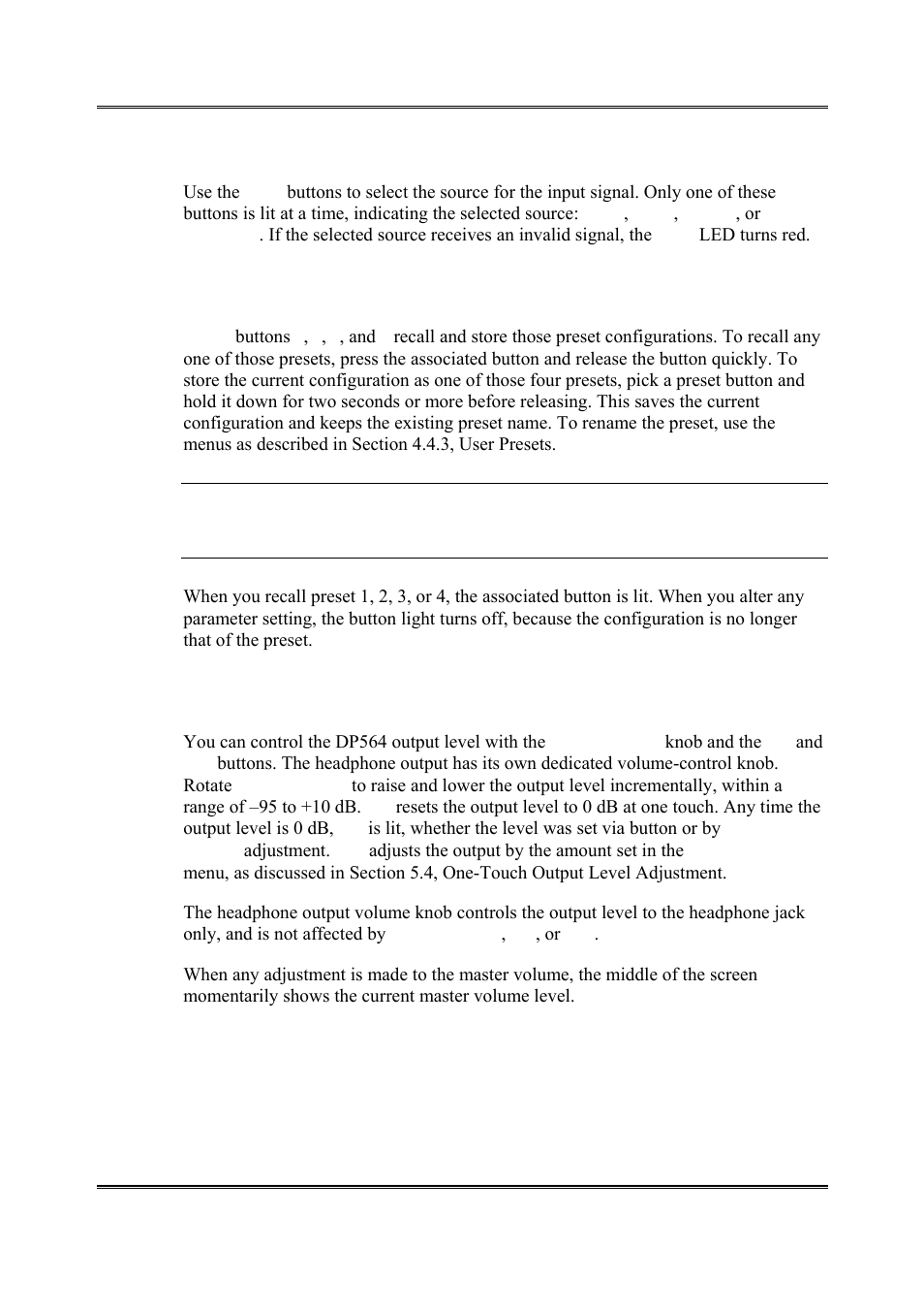 Input, Preset, Output level | 3 input, 4 preset, 5 output level | Dolby Laboratories DP564 User Manual | Page 23 / 101