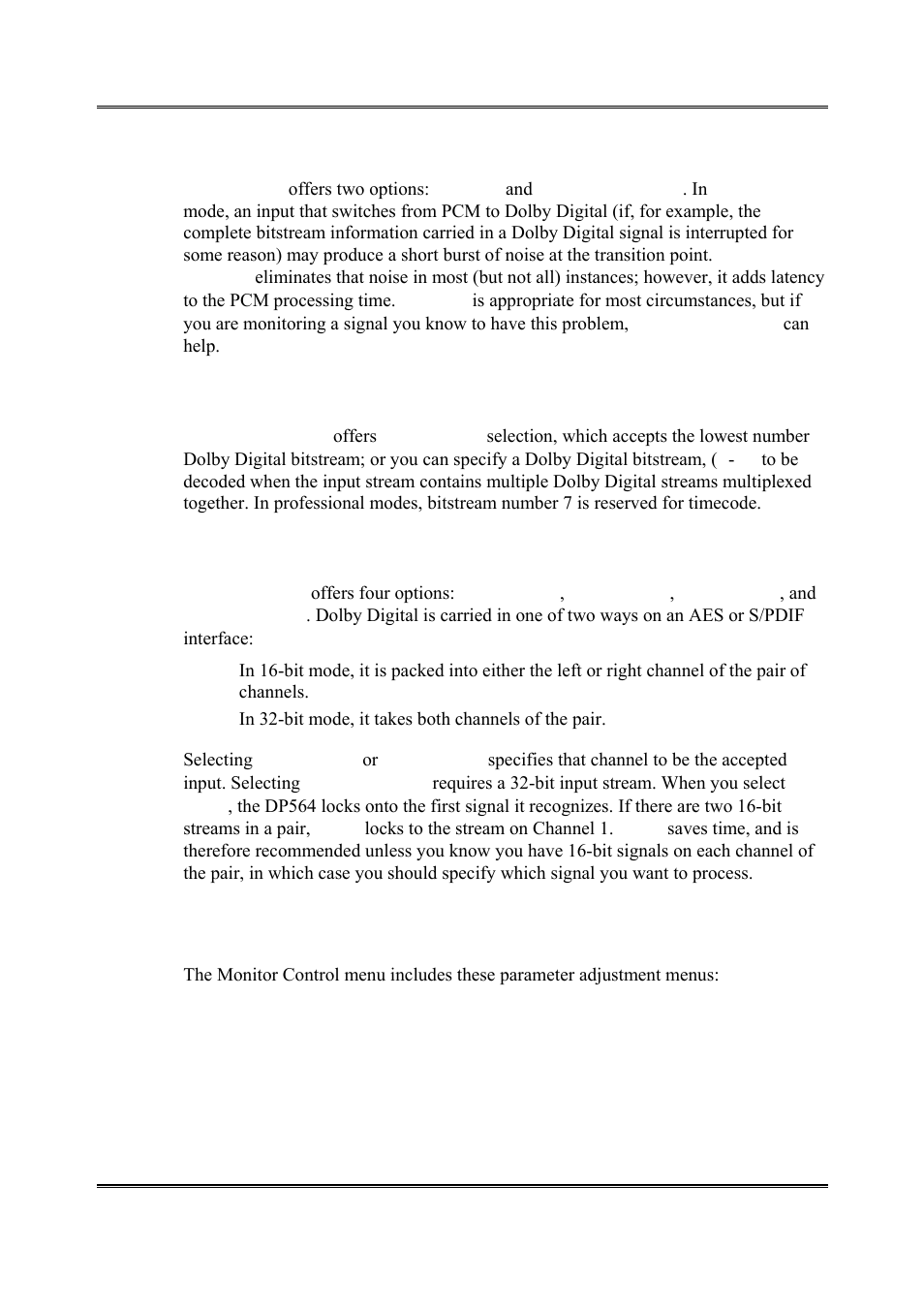 Monitor control | Dolby Laboratories DP564 User Manual | Page 34 / 101