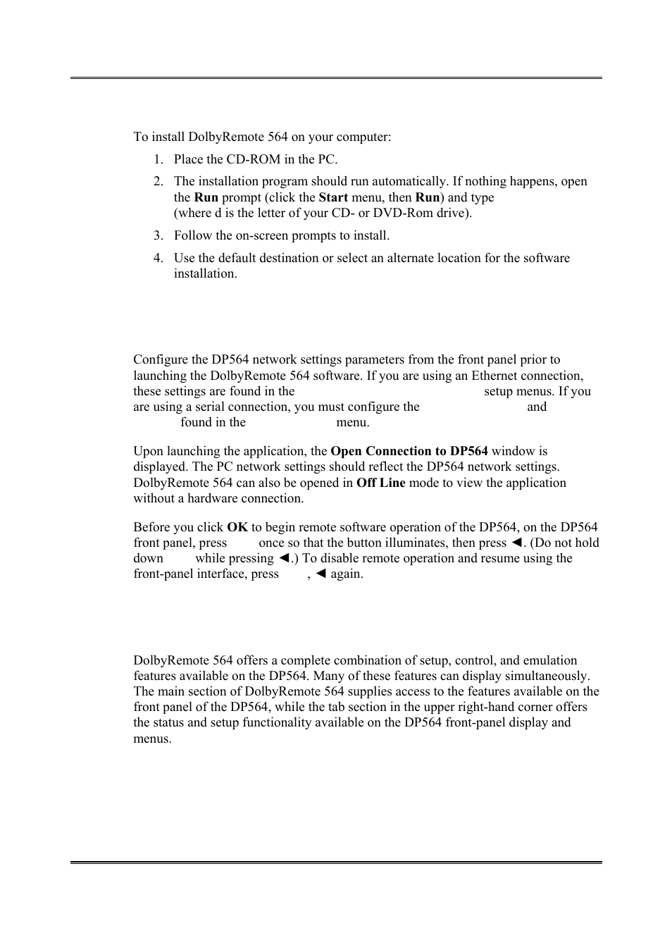 Launching the application, Dolbyremote 564 overview, 4 launching the application | 5 dolbyremote 564 overview | Dolby Laboratories DP564 User Manual | Page 68 / 101