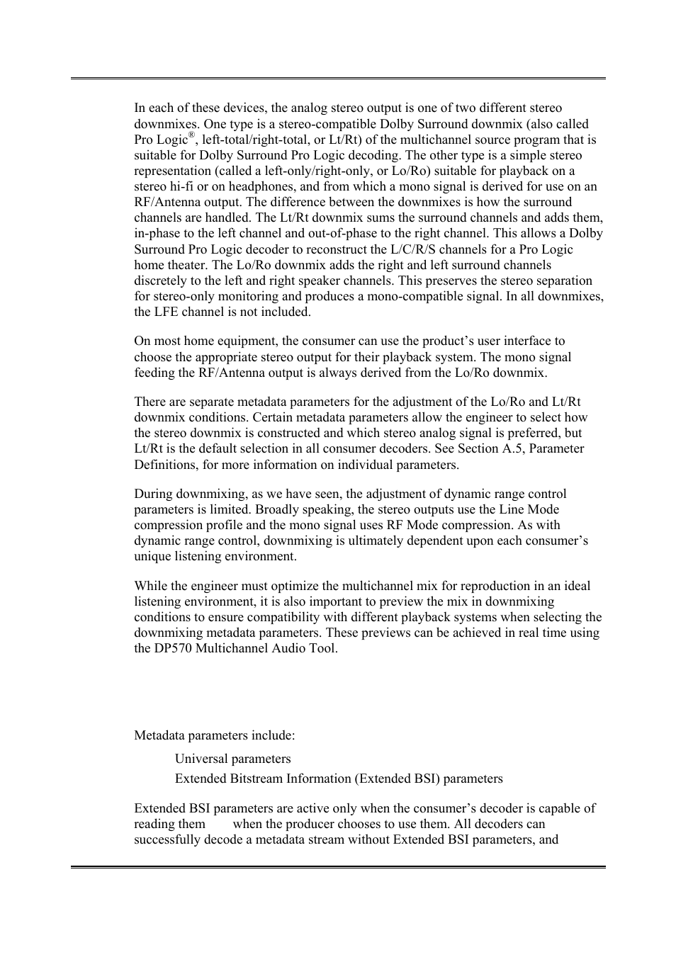 A.5 parameter definitions | Dolby Laboratories DP564 User Manual | Page 81 / 101