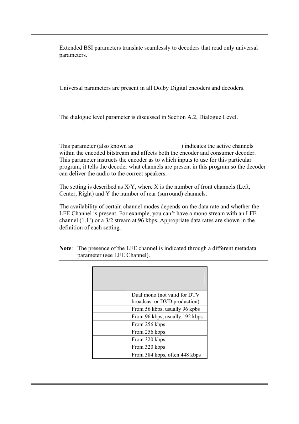 A.5.1 universal parameters | Dolby Laboratories DP564 User Manual | Page 82 / 101