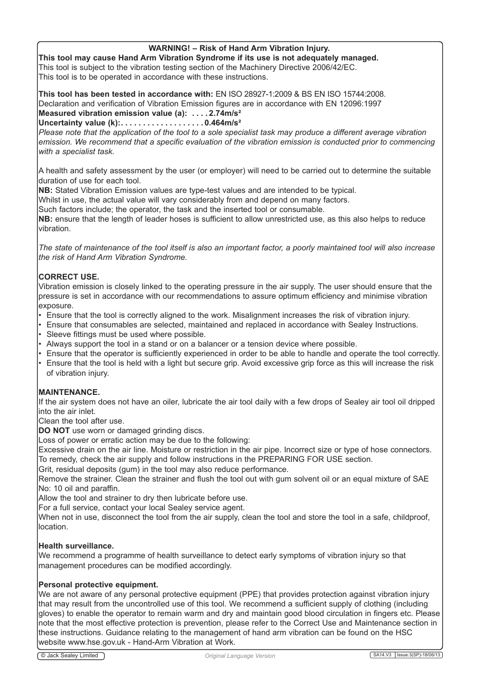 Sealey SA14 User Manual | Page 4 / 4