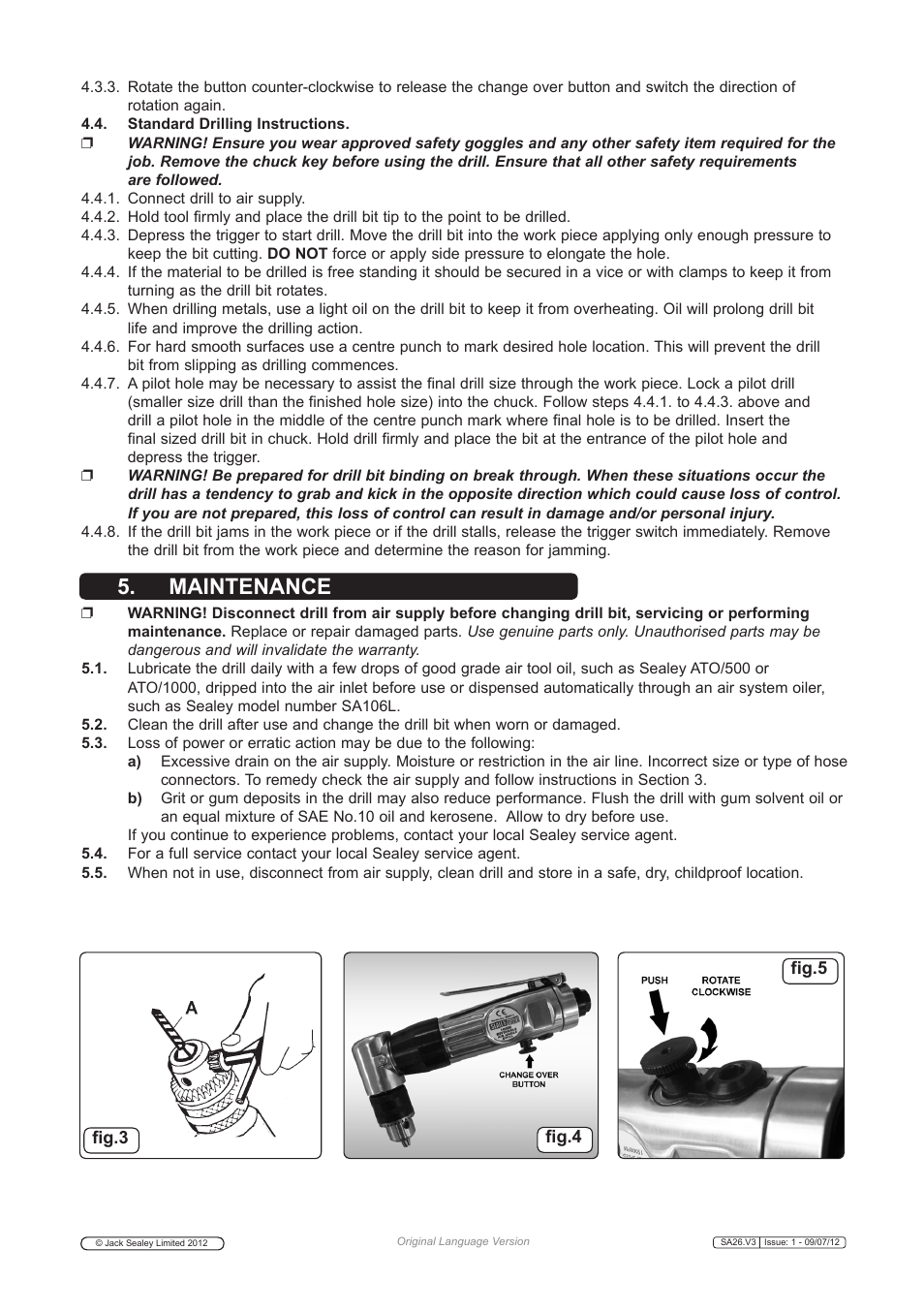 Maintenance | Sealey SA26 User Manual | Page 3 / 5