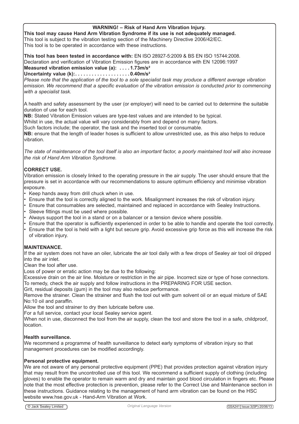 Sealey GSA241 User Manual | Page 4 / 4