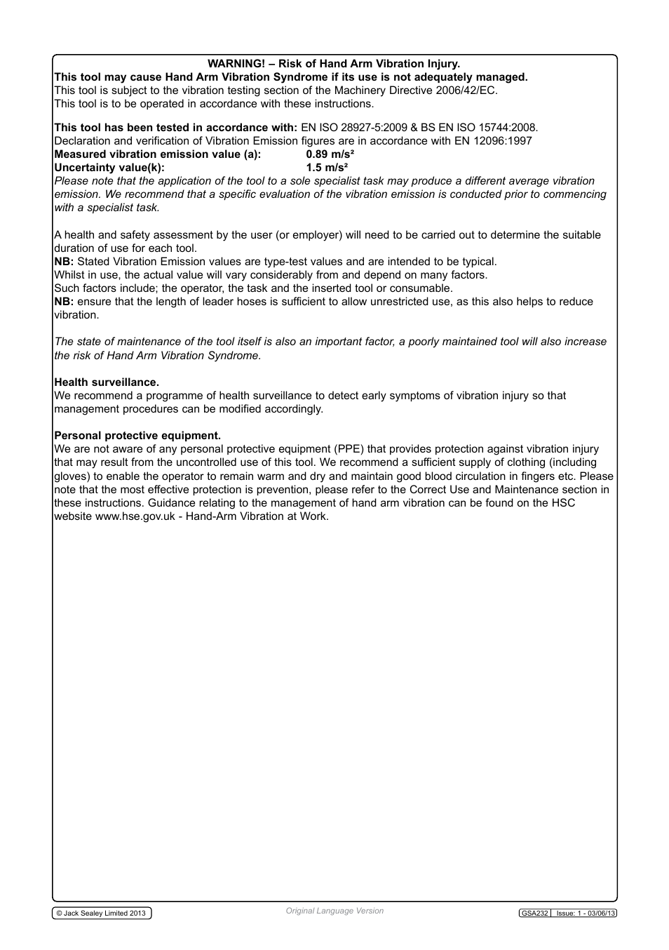Sealey GSA232 User Manual | Page 4 / 4