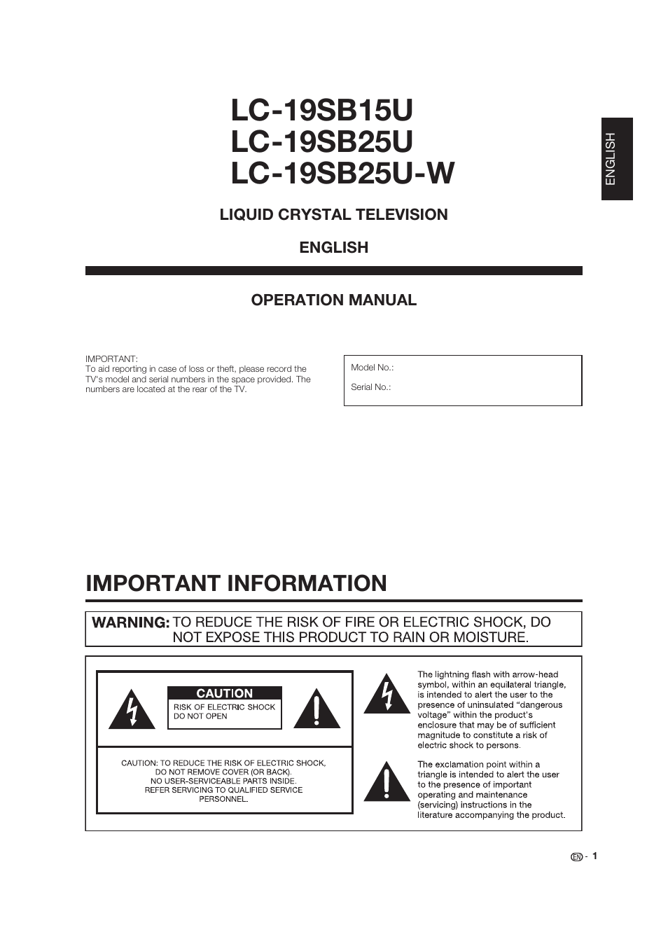 Dolby Laboratories LC-19SB25U User Manual | 55 pages