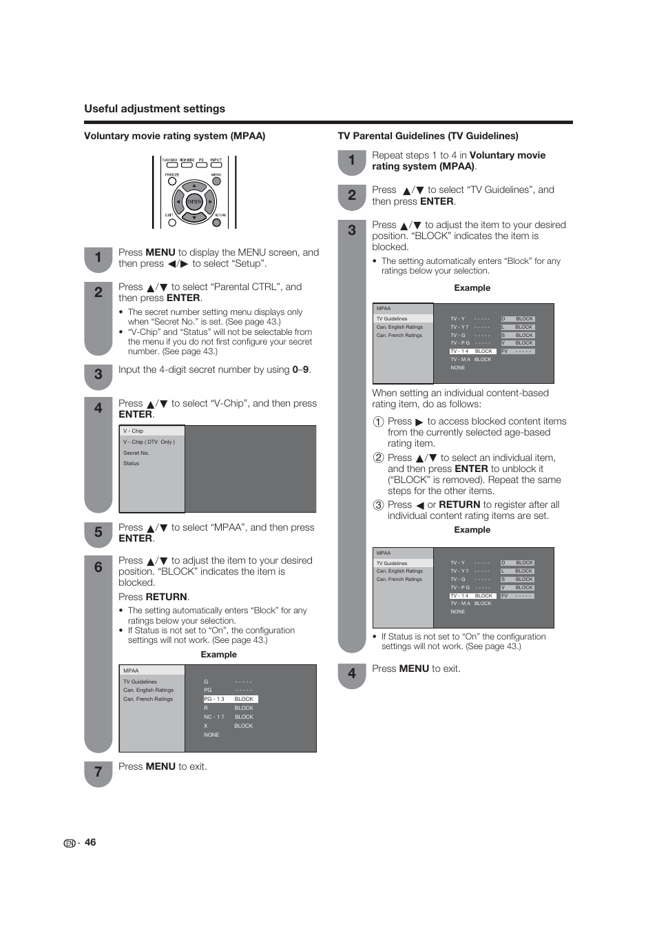 Useful adjustment settings | Dolby Laboratories LC-19SB25U User Manual | Page 46 / 55