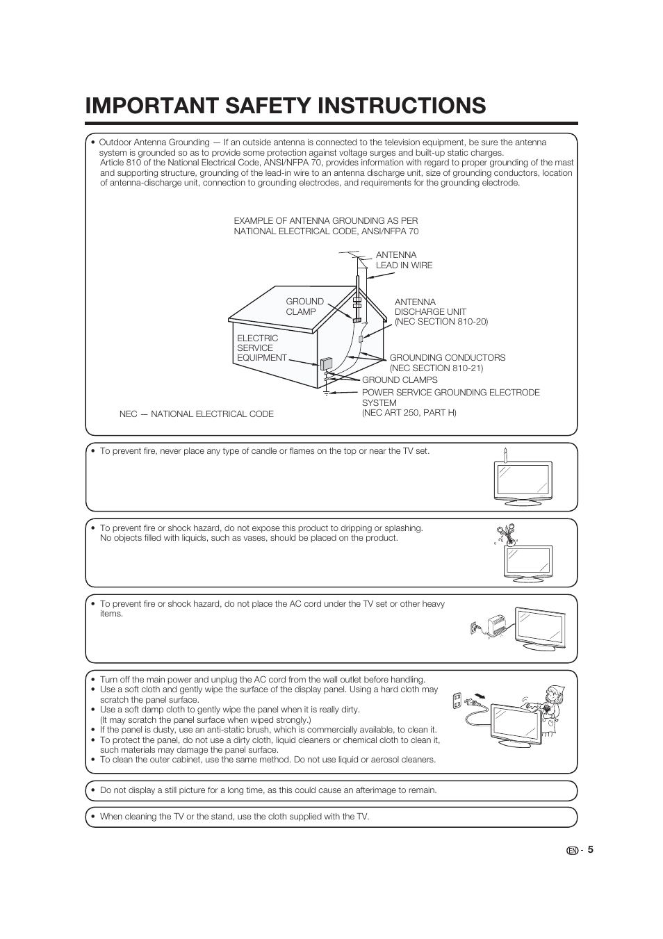 Important safety instructions | Dolby Laboratories LC-19SB25U User Manual | Page 5 / 55