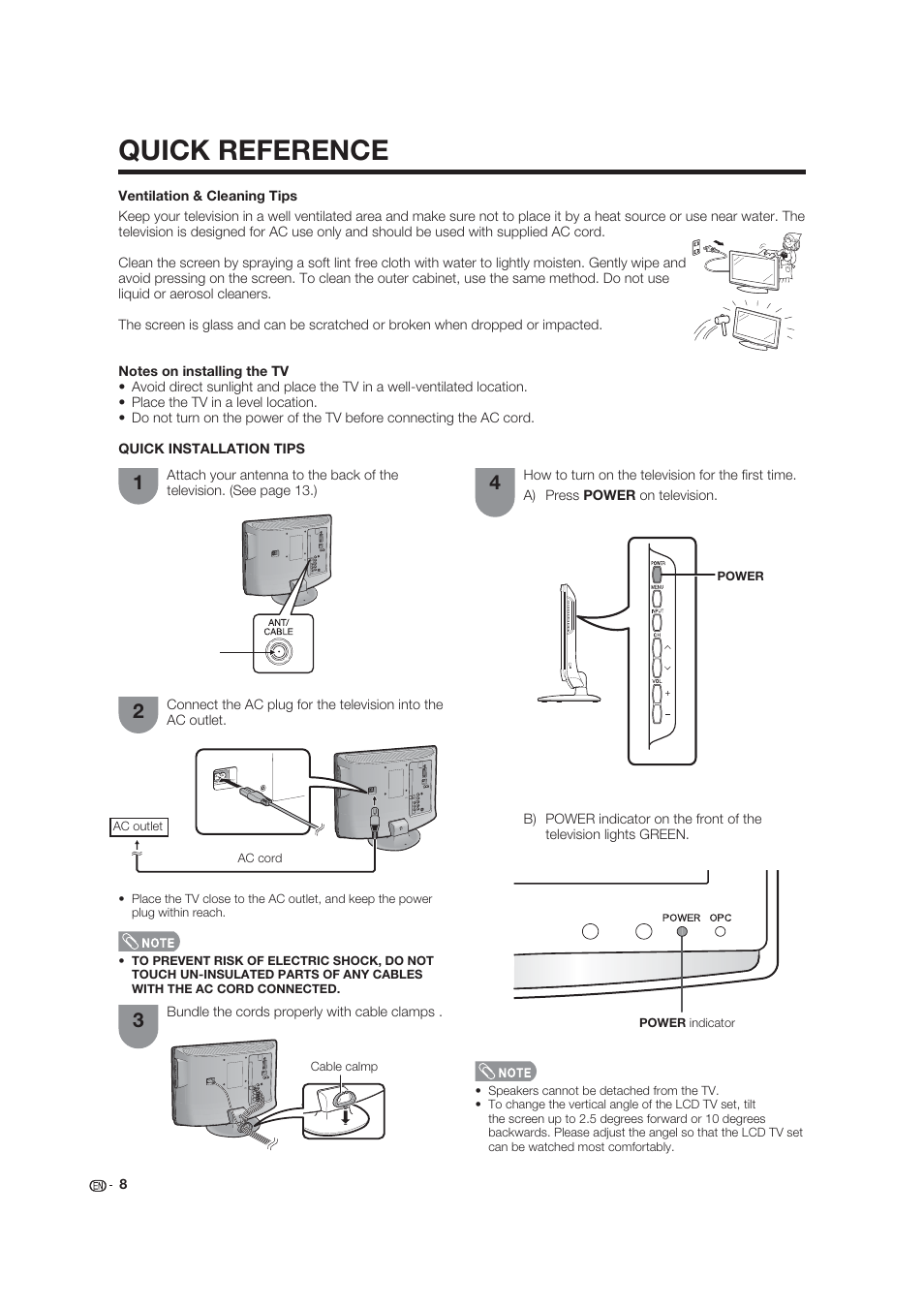 Quick reference | Dolby Laboratories LC-19SB25U User Manual | Page 8 / 55