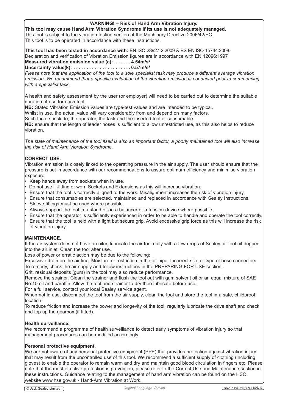 Sealey SA297 User Manual | Page 4 / 4