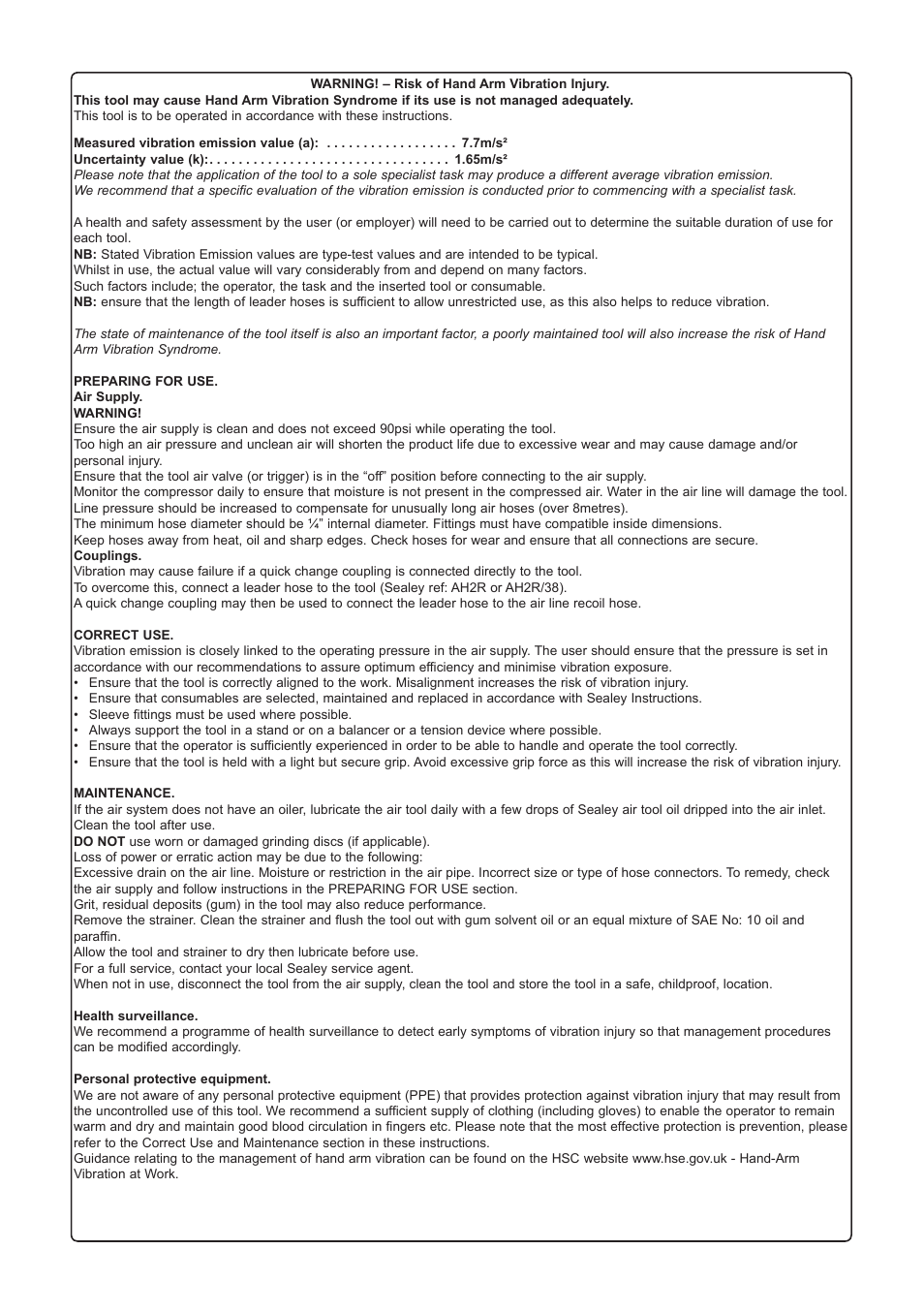 Sealey SA5/S User Manual | Page 4 / 4