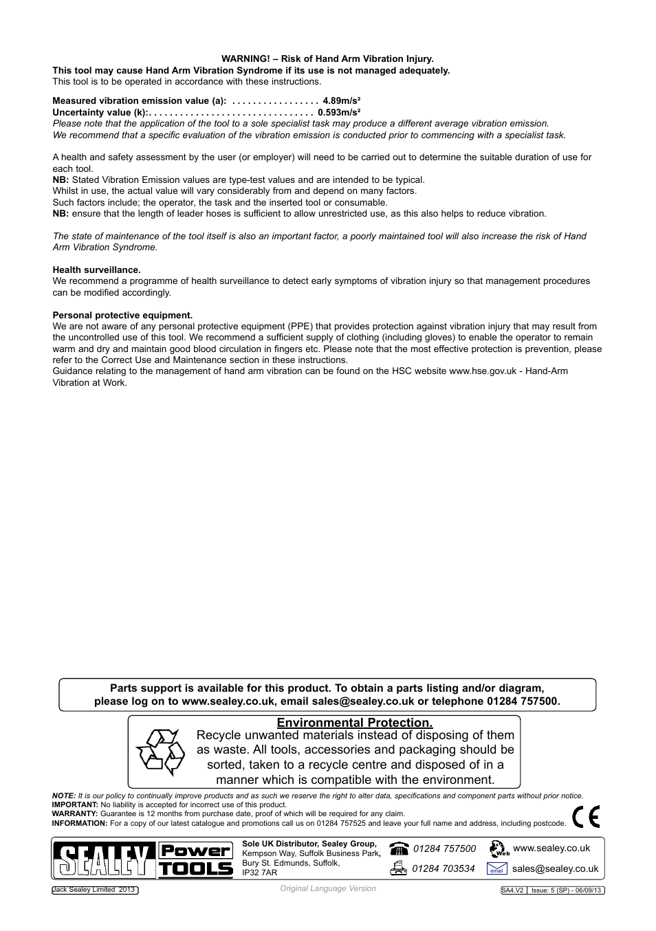 Sealey SA4 User Manual | Page 4 / 4