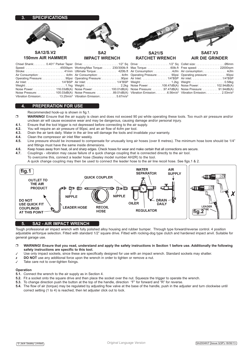 Fig.2 fig.1, Sa2 - air impact wrench | Sealey SA2004KIT User Manual | Page 2 / 5