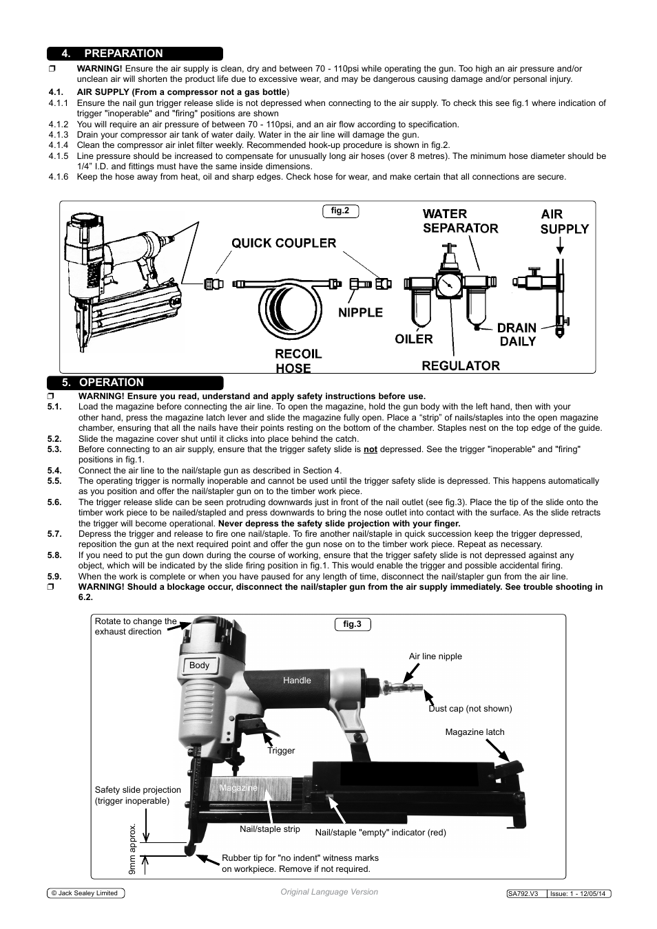 Preparation, Operation | Sealey SA792 User Manual | Page 2 / 4