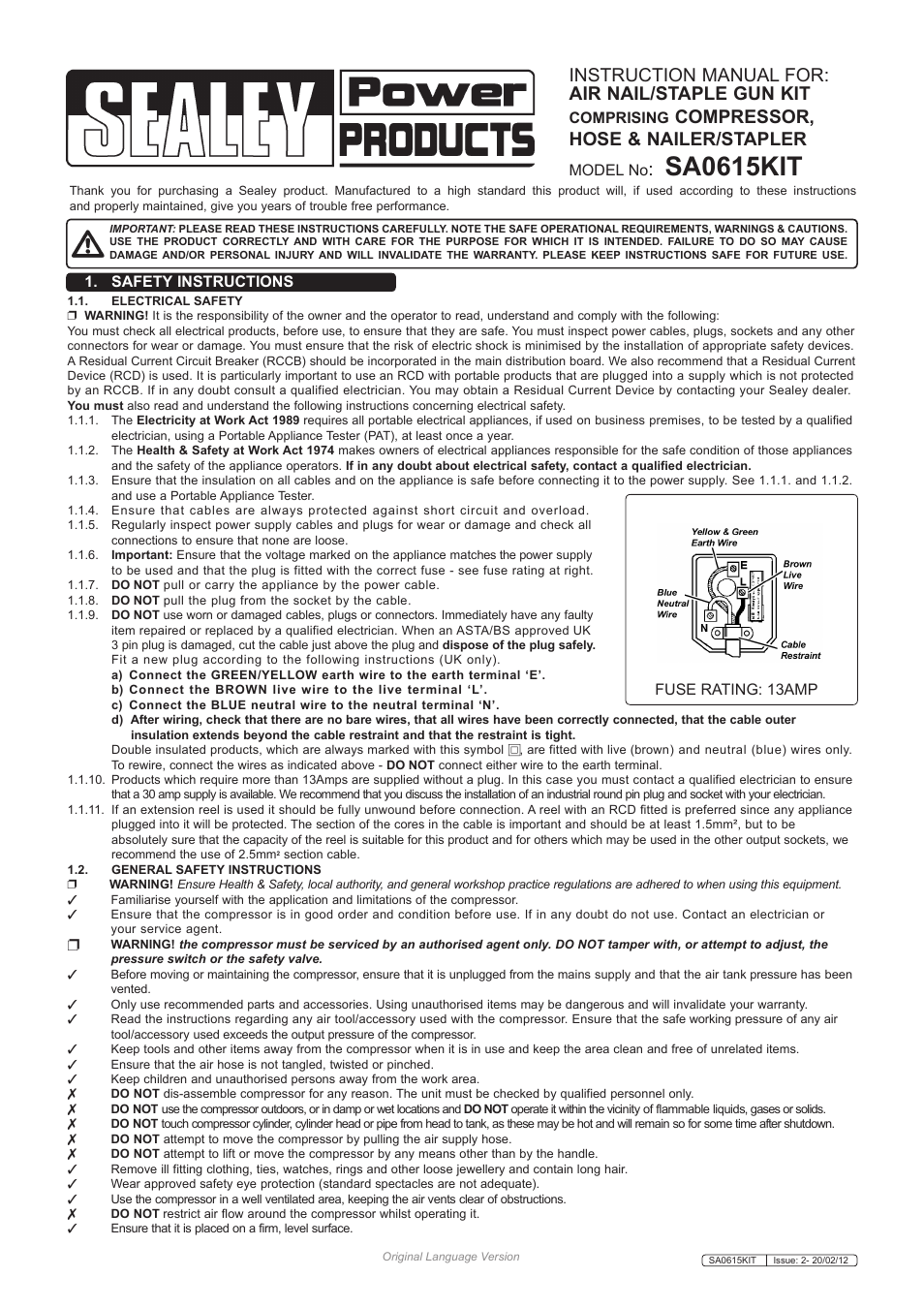 Sealey SA0615KIT User Manual | 7 pages