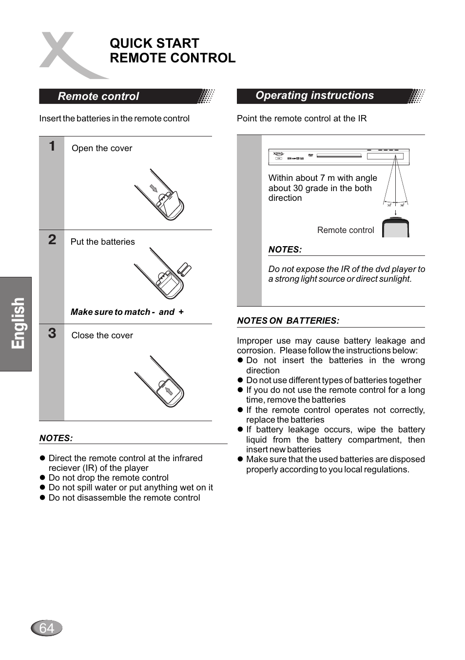 Quick start remote control | Dolby Laboratories HSD 415 User Manual | Page 10 / 26