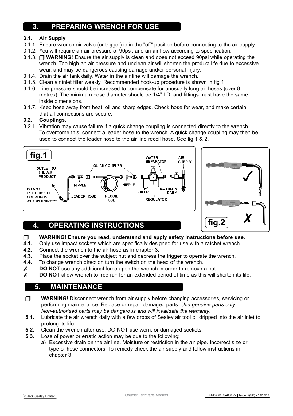 Fig.1, Fig.2 | Sealey SA608 User Manual | Page 2 / 4