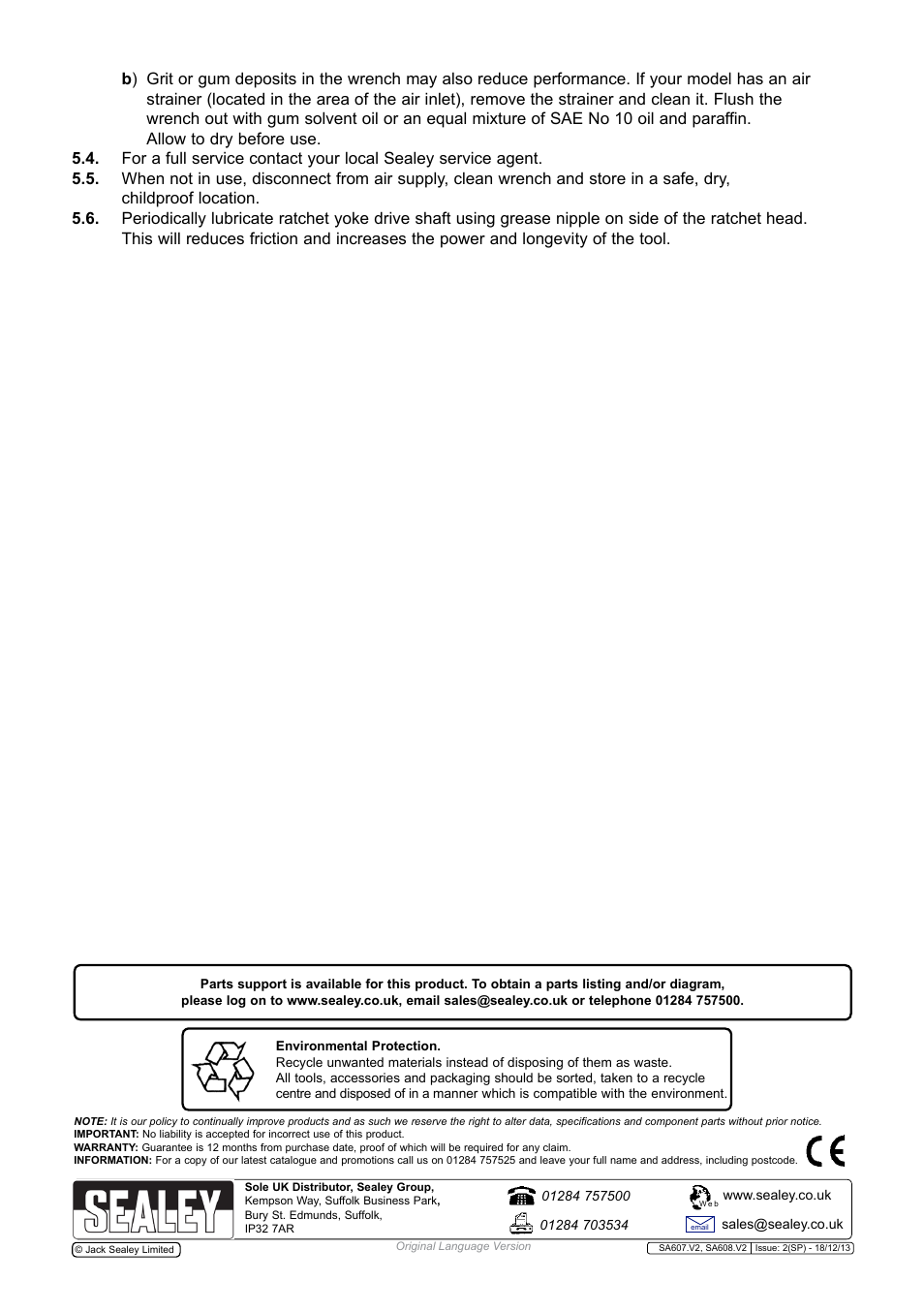 Sealey SA608 User Manual | Page 3 / 4