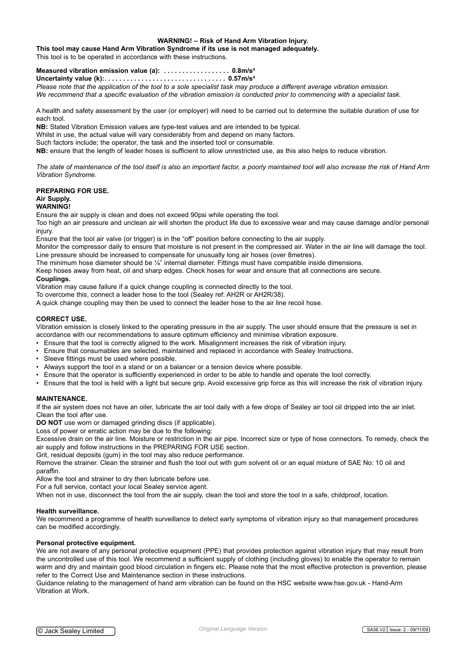 Sealey SA36 User Manual | Page 4 / 4