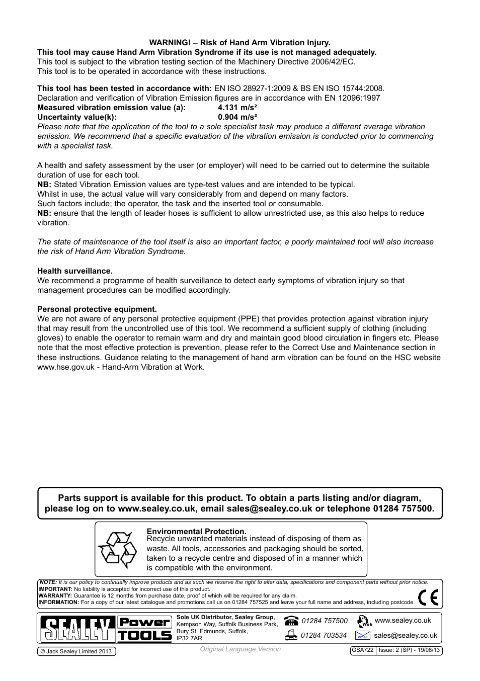 Sealey GSA722 User Manual | Page 4 / 4