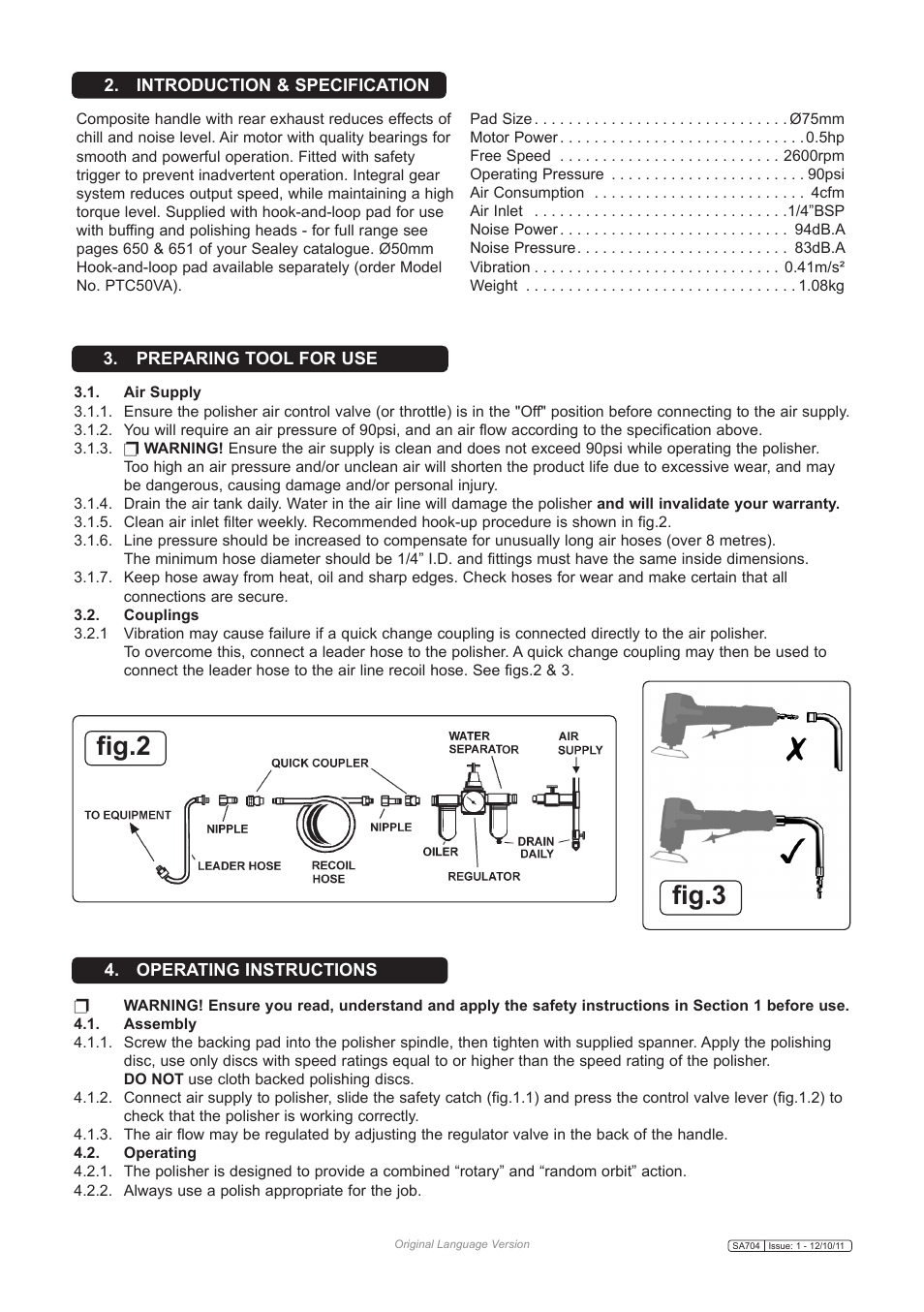 Fig.2 fig.3 | Sealey SA704 User Manual | Page 2 / 3