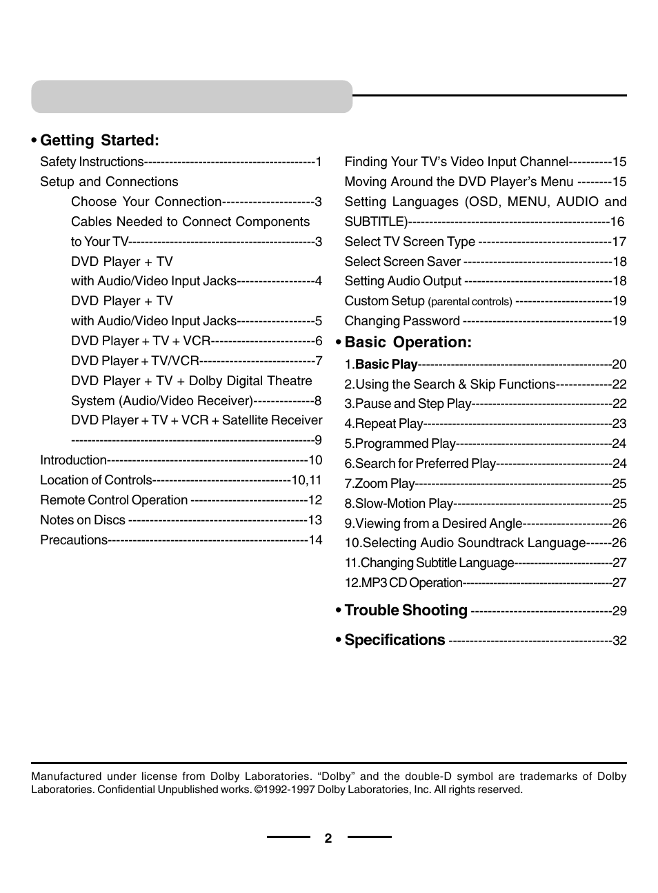 Dolby Laboratories DVD- 2OO3 User Manual | Page 3 / 11