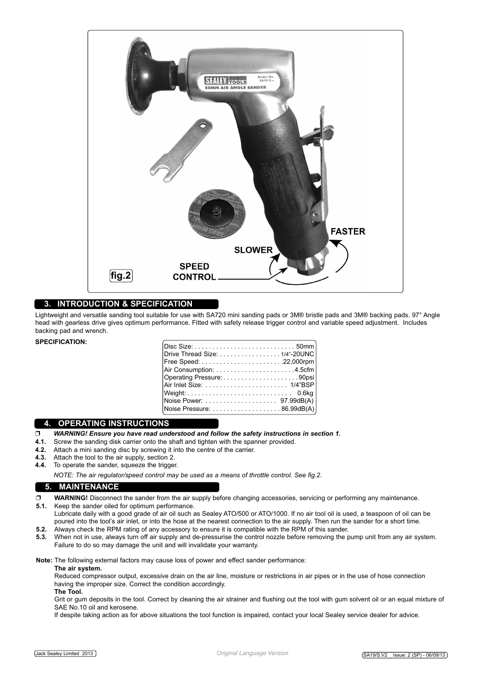 Fig.2 | Sealey SA19/S User Manual | Page 2 / 3