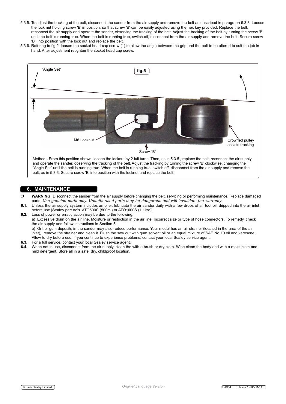 Maintenance | Sealey SA354 User Manual | Page 3 / 4