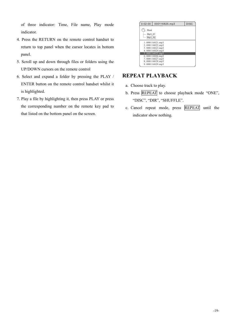 Repeat playback | Dolby Laboratories 6000 User Manual | Page 20 / 29