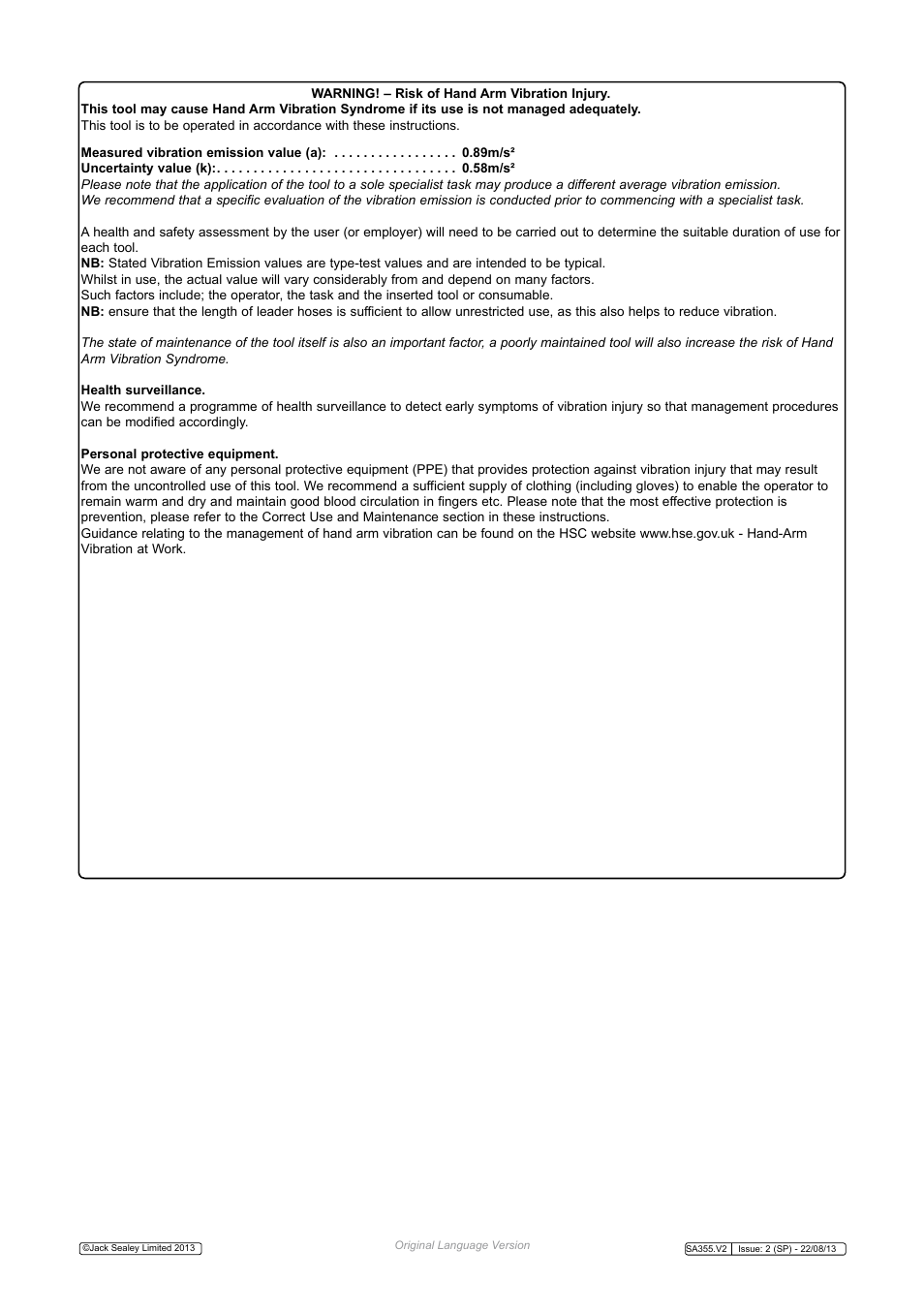 Sealey SA355 User Manual | Page 4 / 4