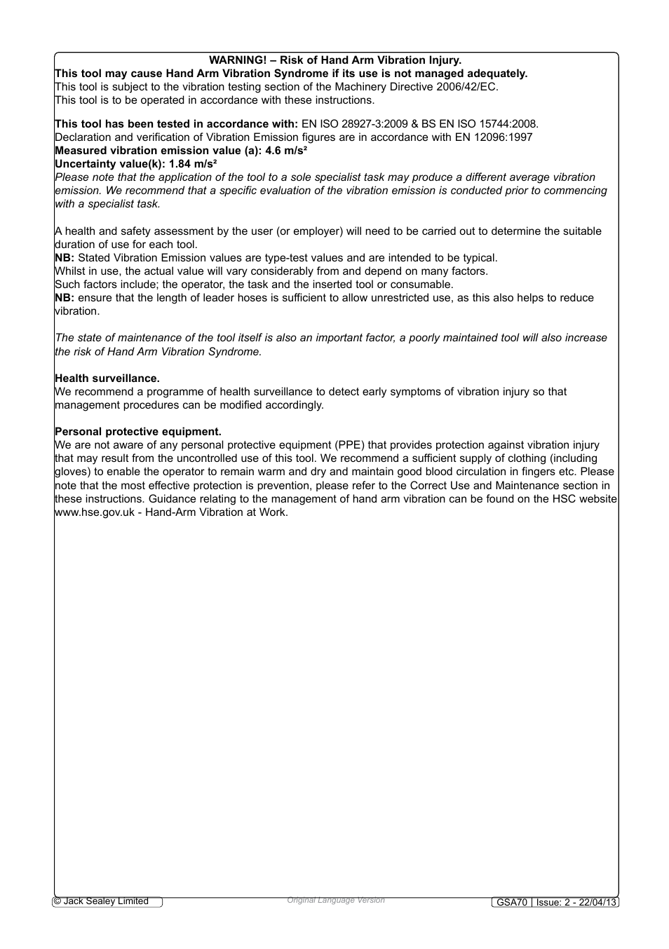 Sealey GSA70 User Manual | Page 4 / 4