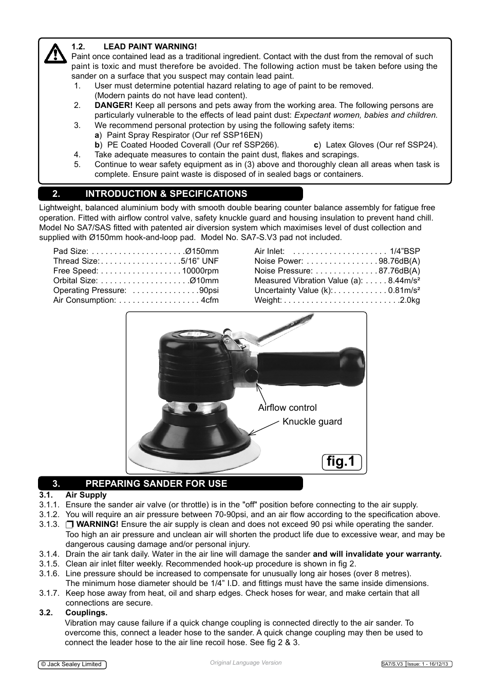 Fig.1 | Sealey SA7/S User Manual | Page 2 / 4