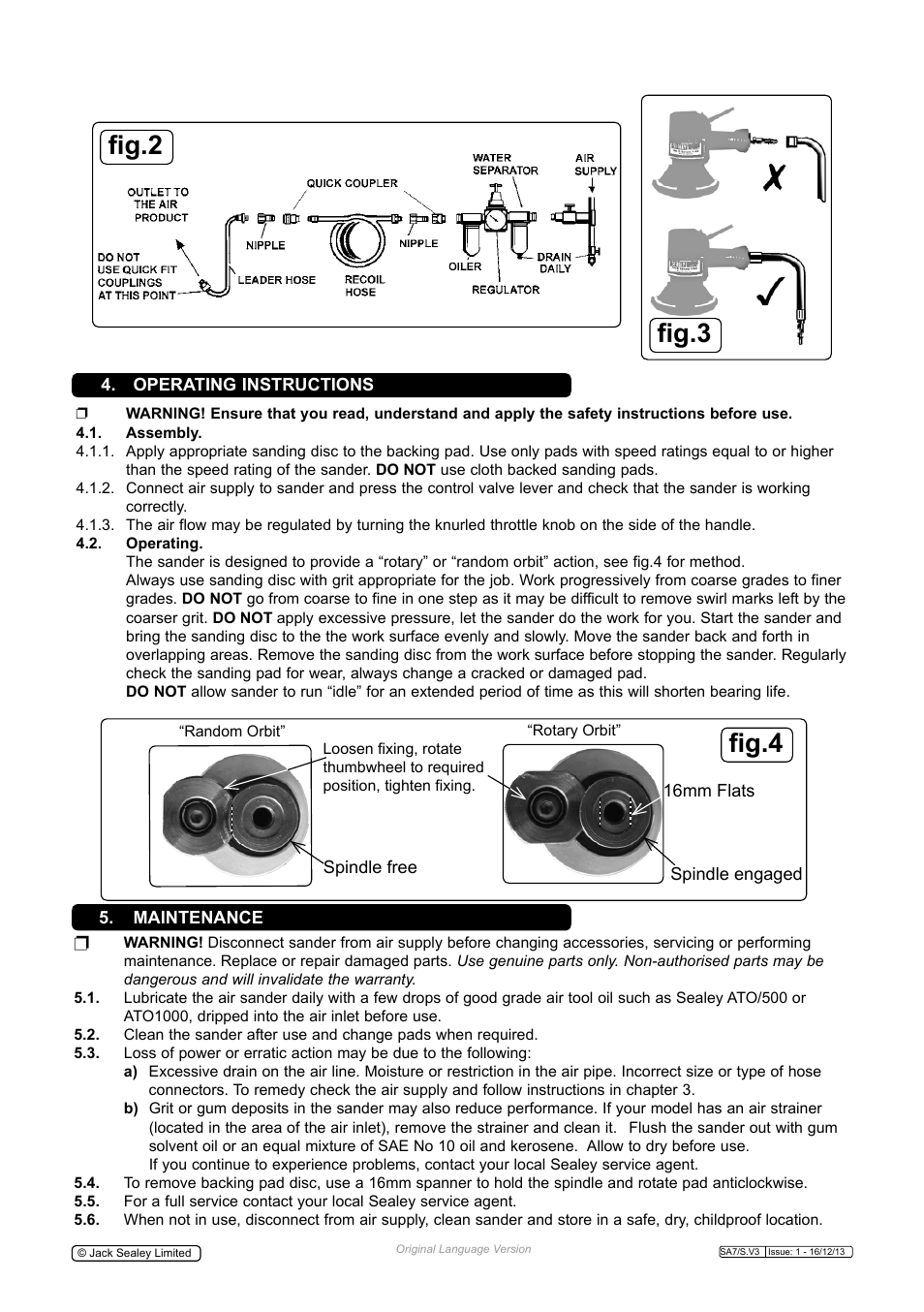 Fig.2, Fig.3, Fig.4 | Sealey SA7/S User Manual | Page 3 / 4