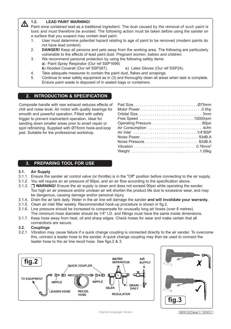 Fig.2, Fig.3 | Sealey SA701 User Manual | Page 2 / 3